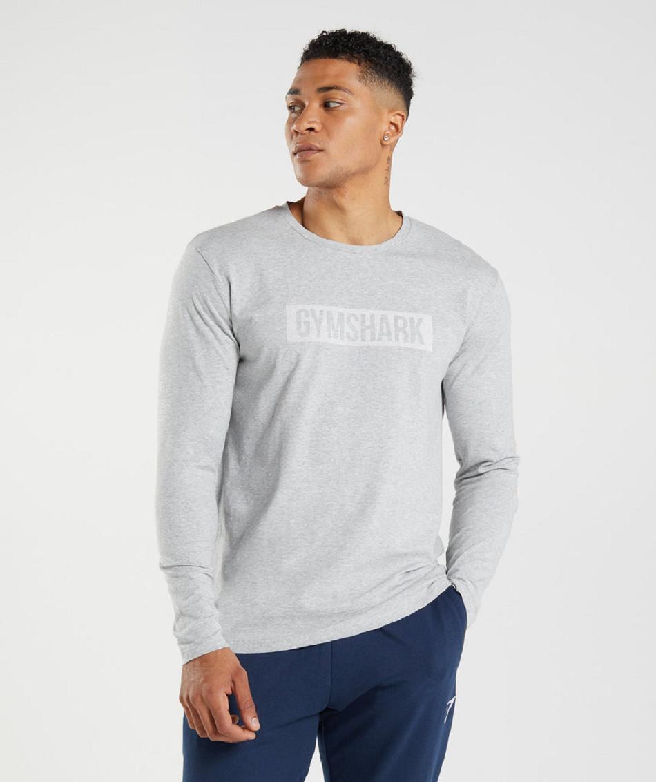 Long Sleeve Gymshark Block Hombre Gris Claro | CO 3477FDN